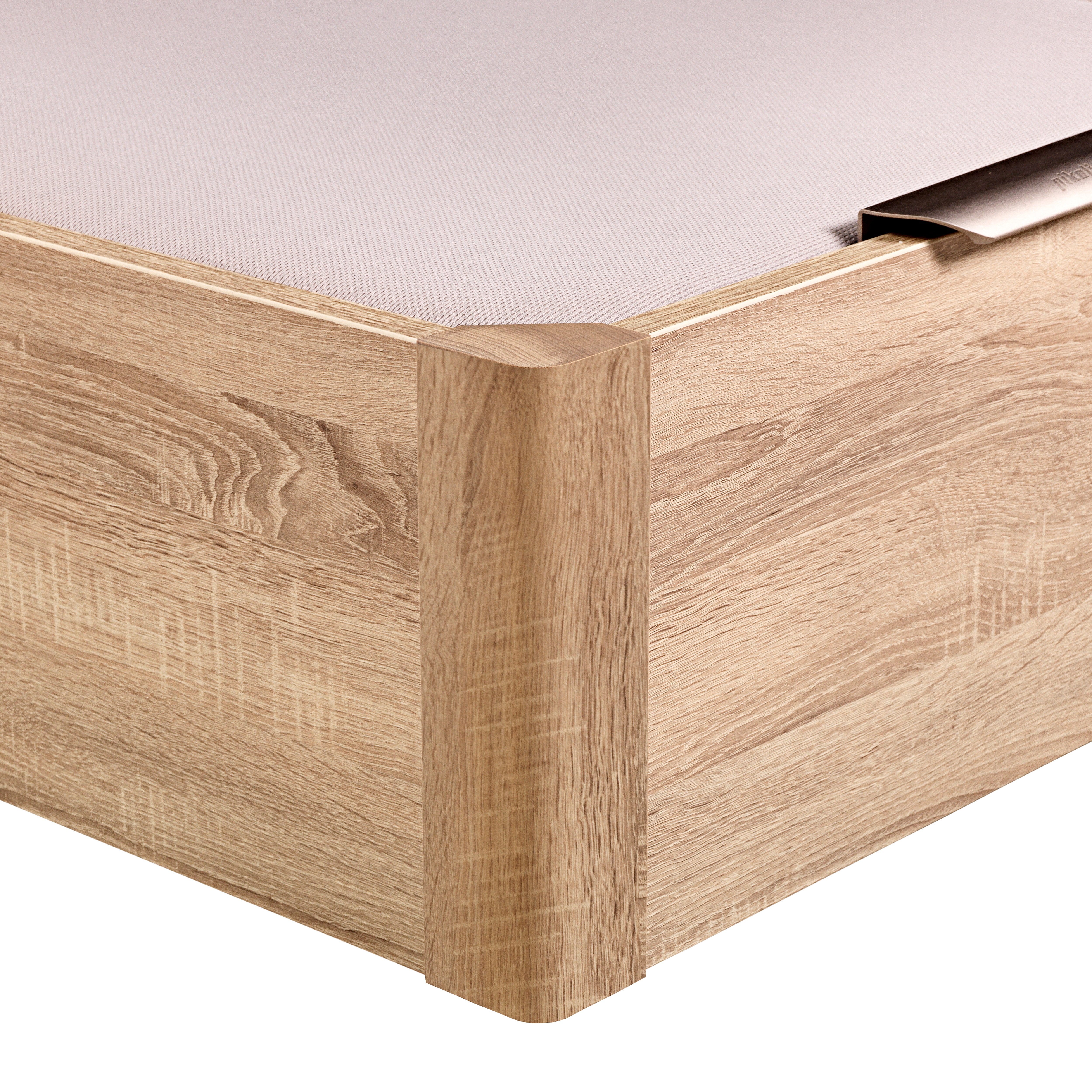 Sommier de madeira com arrumação e tampa dupla em cor natural - DESIGN