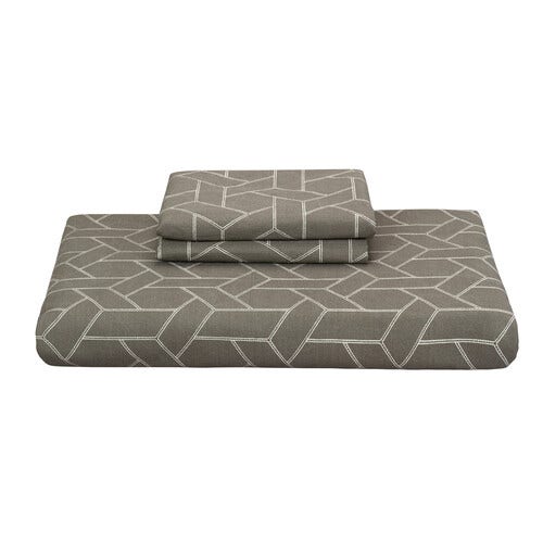 Juego de funda nórdica 100% algodón estampado geométrico gris