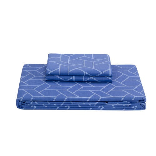 Juego de funda nórdica 100% algodón estampado geométrico azul