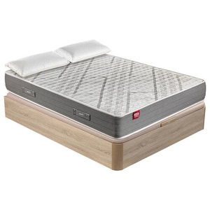 Conjunto de colchão de espuma HR, sommier de base rebatível em cor natural e duas almofadas de visco - ELAN+AP11534+AL