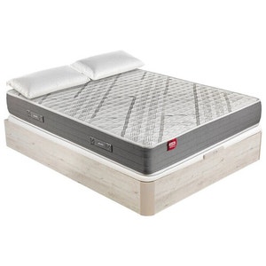 Conjunto de colchão de espuma HR, sommier de base rebatível em cor glaciar e duas almofadas de visco - ELAN+AP11538+AL