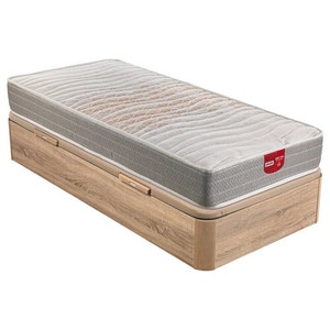 Pack containing a youth pocket coil spring mattress and a natural-coloured youth folding storage base - CHERRY+AP10599