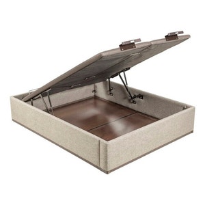 Ash-coloured high capacity, double lid upholstered folding storage base - DESIGN TAPIZADO