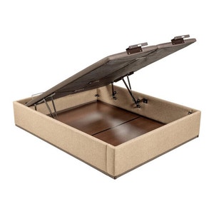 Cooper-coloured high capacity, double lid upholstered folding storage base - DESIGN TAPIZADO