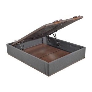 Piombo-coloured high capacity, double lid upholstered folding storage base - DESIGN TAPIZADO