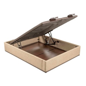 Cooper-coloured double lid electric upholstered storage base - DESIGN TAPIZADO