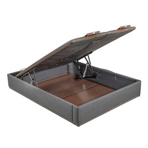 Piombo-coloured double lid electric upholstered storage base - DESIGN TAPIZADO