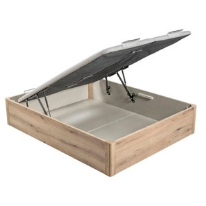Wooden oak-coloured dual-lid high-capacity folding storage base - DESIGN
