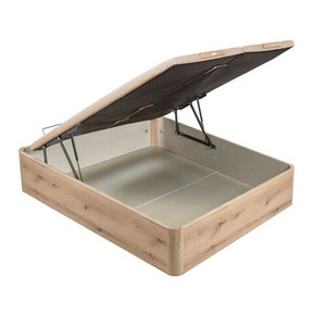 Oak-coloured high capacity double lid folding storage base - NATURBOX 2.0 PLUS